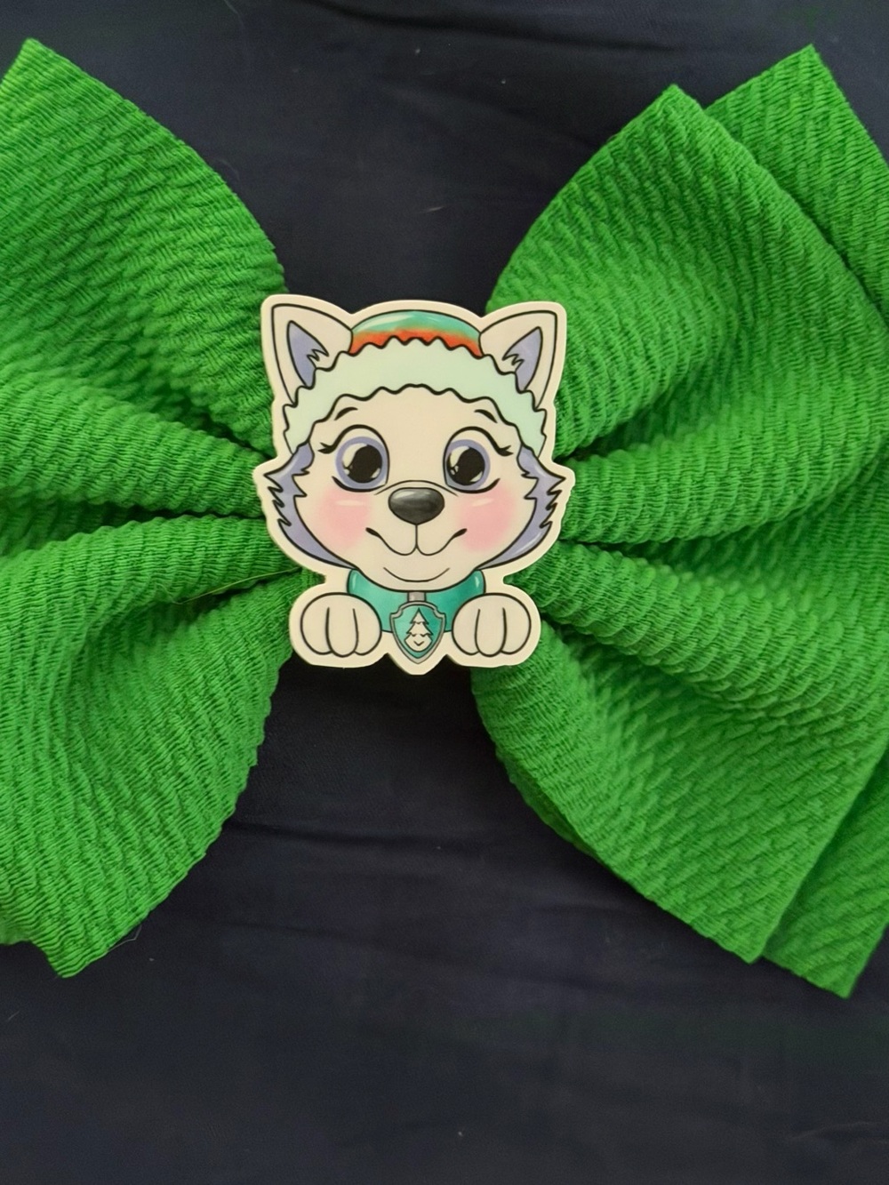 Green Bow Hair Clip with Cute Charm